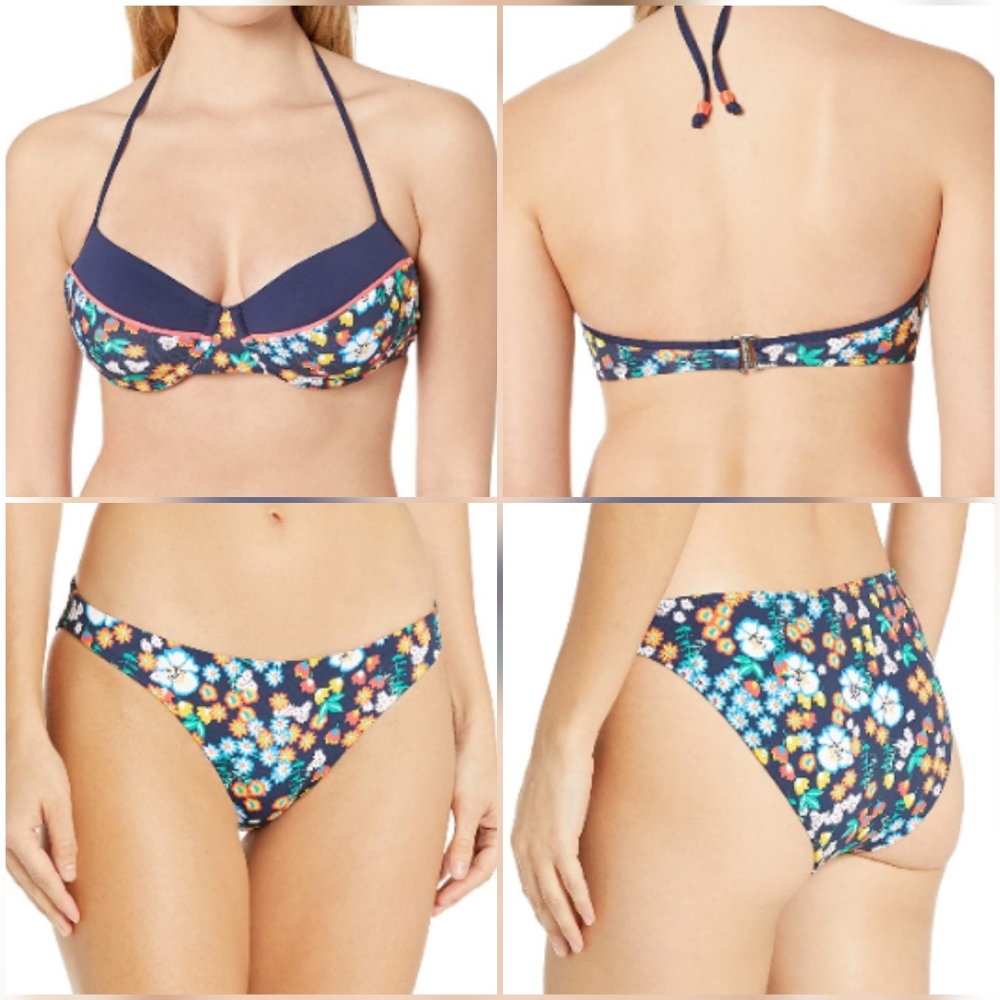 SHOSHANNA Navy Multi Floral Bikini Bralette Bottom